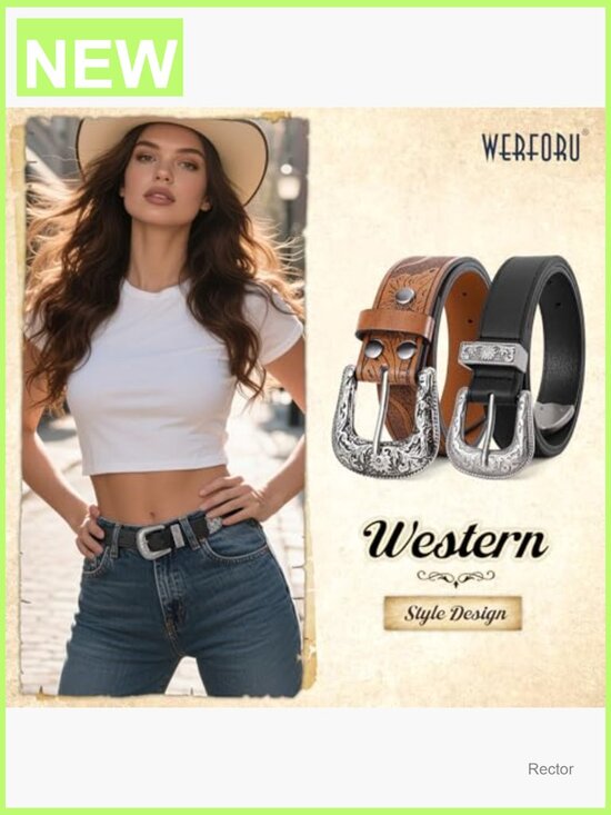 2 Pack PU Leather Belts with Large Silver Vintage Buckle for Women